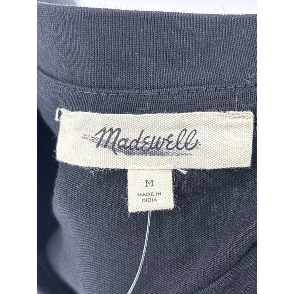 Madewell Black‎ Puff Sleeve Knit Cotton T Shirt Top size M NV971